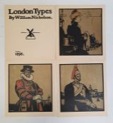 William Nicholson The title page and 12 coloured lithographs from London Types 1898, unframed