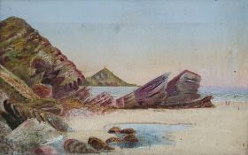 British School - late 19th/early 20th century Oil on canvas Coastal view, 22 x 34cm