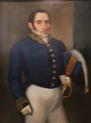 British School - 19th century Oil on canvas Three-quarter length portrait of a gentleman in naval