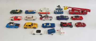 Two boxes of assorted cars and planes to include Corgi Toys Automobile Super 88, Corgi Toys