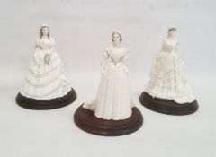 Three Coalport Royal Brides to include 'Queen Victoria', 'Queen Mary' and 'Princess Alexandra' (with