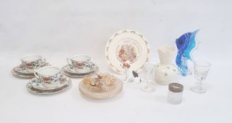 Royal Doulton model dog, Belleek porcelain vase, Shelley vase, Bunnykins plate, Murano-style fish