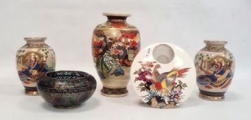 Japanese plique-a-jour enamel bowl with incurved rim, brass mounted and decorated with koi carp