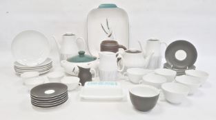 Mid century Swiss porcelain part breakfast service comprising teapot (crack to handle), coffee