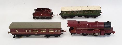 Hornby clockwork Royal Scot locomotive (no.6100) and tender in LMS maroon livery, a Hornby series
