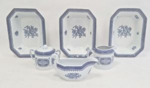 Three Wedgwood Springfield pattern bowls of rectangular form and a Spode milk jug, sauceboat and