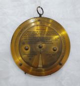 Negretti & Zambra of London patent brass weather forecast easel travel barometer, circa 1915