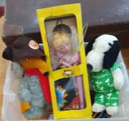 Pelham puppet of Cinderella, in box, a Pedigree Womble soft toy, a Snoopy soft toy and accessories