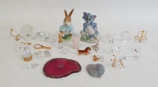 Quantity of assorted crystal glass models including a crocodile, a rhino, a windmill, etc, a Beswick