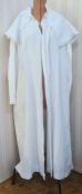 Victorian peignoir,  figured cotton with attached cape, single button fastening, tie belt, full-