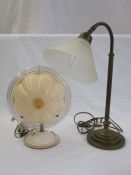20th century Laura Ashley table lamp, brass coloured stand with lustre shade, 50cm high and an early