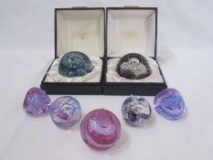 Two Caithness paperweights 'Spindrift' and 'Night Venture', boxed and five other Caithness
