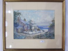 Joseph Hughes Clayton (1870-1930)  Watercolour Seaside cottage scene, signed lower right, 25cm x
