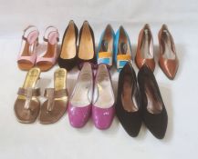 Designer shoes to include Laboutin black suede wedge heels in original box, Louis Vuitton patent red