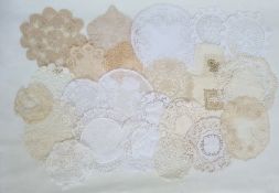 Large quantity of cotton and lace doilies, 80 plus approx. (1 box)