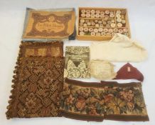 Box of assorted sewing items, to include cotton reels, bone bobbin parts, beads, links,