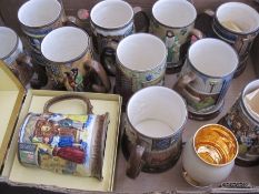 Quantity of Beswick Royal Doulton Dickens tankards and collectors mugs (2 boxes)