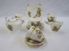 Shelley tea service, 'England's Charm' pattern, Rg No, 823343 , comprising of teapot, sugar bowl,