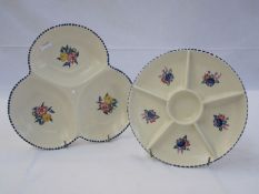 Poole pottery hors oeuvres dish, floral decorated and another similar patterned dish (2)