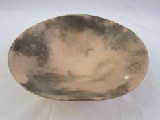 Karin Hessenberg studio pottery pink glazed bowl, marked to reverse, 26cm diameter
