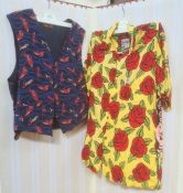 Fornasetti gentleman's waistcoat with the famous logo printed on the front, a Mambo loud Hawaiian