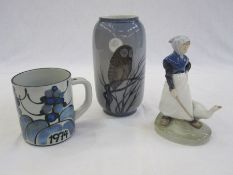 Royal Copenhagen 1974 mug, marked to base, with circular silver inset marked 925, Denmark, a Royal