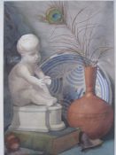 Frances Mary Towers  Watercolour  Still life studies and an allegorical scene, two signed verso