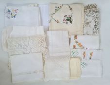 Quantity of assorted table linen to include crocheted, embroidered, damask napkins, table mats (1