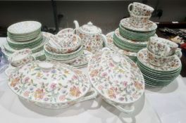 Quantity of Minton 'Haddon Hall' pattern porcelain part dinner and tea service Condition Report