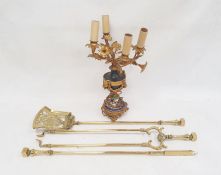 Ormolu four-branch table lamp with floral branches above a central urn with applied ormolu garlands,