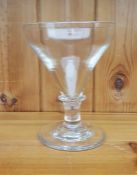 Early 19th century stem wine with broad trumpet bowl and knopped stem, on circular foot, 14cm high