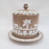 Substantial Victorian stoneware cheese dome, the dome of circular form decorated with a continuous