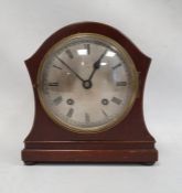 20th century mantel clock with Roman numerals to the steel dial