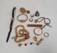 9ct gold and synthetic spinel eternity ring, gent's Ingersoll fob watch, circa 1960's/70's with