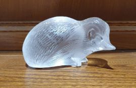 Lalique glass model of a hedgehog, with signature to base, 7cm high