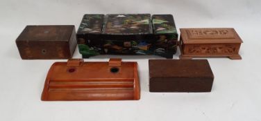 Art Deco Bakelite style pen and inkstand and four assorted boxes (5)