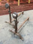 Pair of wrought iron andirons, 47cm high (2)