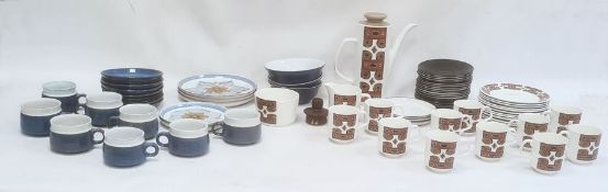 J&G Meakin studio pottery coffee set comprising coffee pot, cups and saucers, plates and jug, all