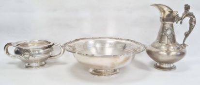 19th century French silver toilet suite by Auguste Louis Fizaine (1858-1879), comprising ewer, basin