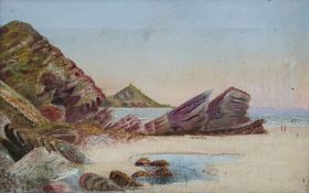British School - late 19th/early 20th century Oil on canvas Coastal view, 22 x 34cm