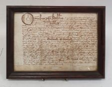 Indenture dated 1614, in glazed frame