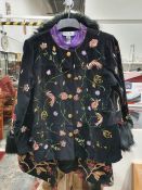 Lady's velvet jacket by Indigo Moon with embroidered bird and flower decoration, another tapestry