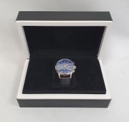 Constantin Weisz gentleman's chronograph wristwatch with blue ribbed dial, in case