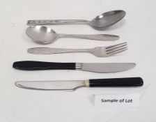 Quantity of 1960s/70s cutlery in wicker basket stainless steel Walker & Hall, and Atlas