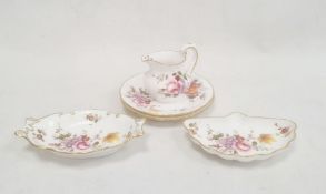 Pair of Royal Crown Derby 'Derby Posies' pattern pin dishes, a jug in the same pattern, a pin dish