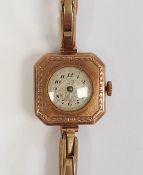 A lady's 9ct gold wristwatch, 15g approx. in total