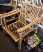 Two conservatory bamboo framed chairsCondition Report Wear and fading throughout. No obvious