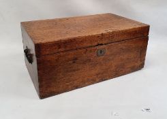 Oak box opening to reveal sectioned interior 59cm x 26.5cm