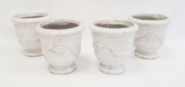 Set of four jardinieres with moulded swag decoration and craquelure white glaze, 17cm high (4)