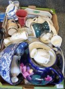 Two Aynsley 'Wild Tudor' bone china vases together with various items of china (1 box)